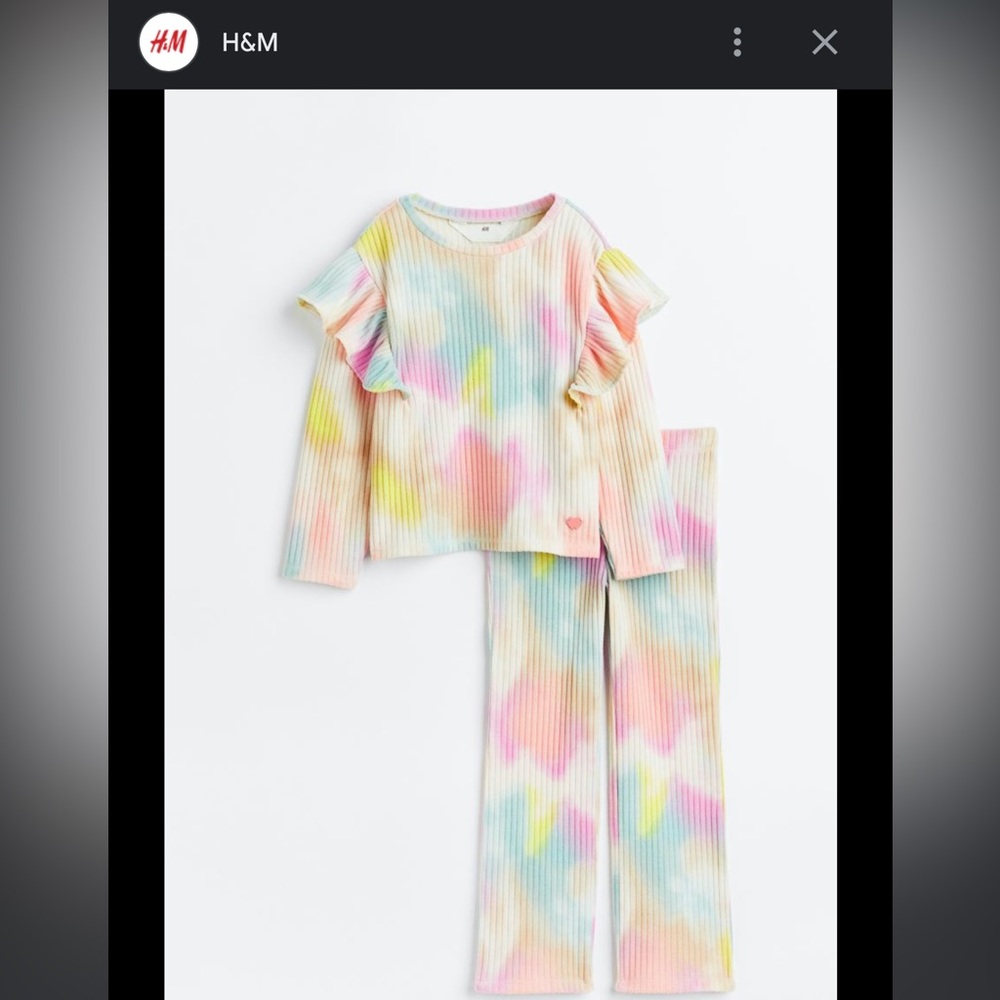 H&M ribbed pastel matching set size 8